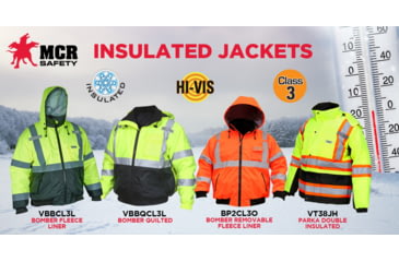 Image of MCR Safety Luminator 2-in-1 Bomber Jacket with Removable Zip Out Fleece Liner, PU/Cotton Poly,ANSI Class 3, Attached Hide-Away Hood, Fluorescent Orange, L, BP2CL3OL