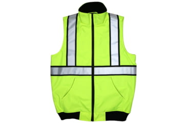Image of MCR Safety Luminator Body Warmer, ANSI Class 2, Water Resistant, Insulated Poly, Fleece Liner w/Zipper Front, Fluorescent Lime, L, BWCS2LL