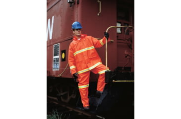 Image of MCR Safety Luminator Series Reflective 3 Piece Waterproof Rain Suit, .35mm PVC/Poly, Orange, 4X, 2013RX4