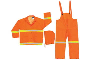 Image of MCR Safety Luminator Series Reflective 3 Piece Waterproof Rain Suit, .35mm PVC/Poly, Orange, M, 2013RM