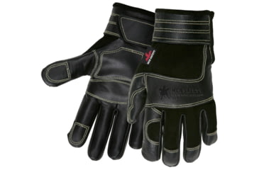 Image of MCR Safety Mechanics Gloves, Deerskin Back with Grain Cow Palm and Palm Patches, Sewn with DuPont Kevlar Thread, Black, XX - Large, 925XXL