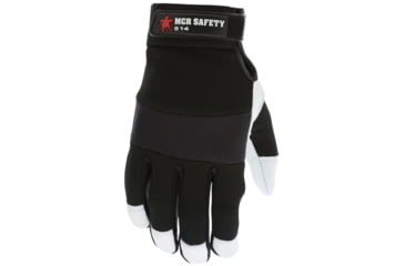 Image of MCR Safety Mechanics Gloves Goatskin Padded Palm, Neoprene Knuckle Strap Spandex Back with Adjustable Hook and Loop Wrist Closure, White, XX - Large, 914XXL