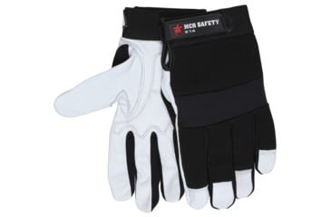 Image of MCR Safety Mechanics Gloves Goatskin Padded Palm, Neoprene Knuckle Strap Spandex Back with Adjustable Hook and Loop Wrist Closure, White, XX - Large, 914XXL