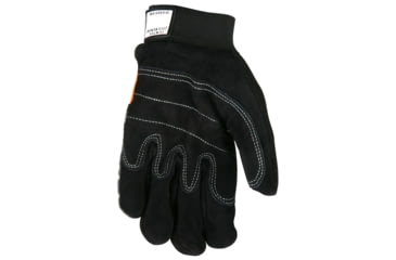 Image of MCR Safety Mechanics Gloves, Reinforced Double Palm, Hi-Vis Back, Reflective Knuckle Strip and Fingertips, Black, X - Large, 911DPXL