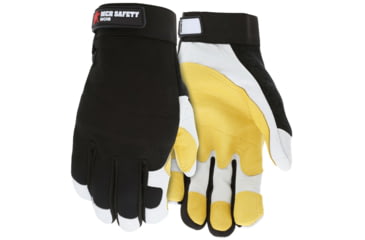 Image of MCR Safety Mechanics Gloves, Reinforced Thumb Crotch, Rugged Grain Goatskin with Double Palm, White and Gold, X - Large, 906XL