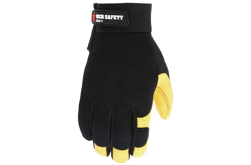 Image of MCR Safety Mechanics Gloves, Supple Grain Deerskin Palm, Adjustable Hook and Loop Wrist Closure, Flexible and Breathable Spandex Back, Gold, Medium, 901M