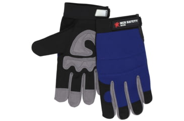 Image of MCR Safety Mechanics Gloves, Synthetic Leather Palm, Adjustable Hook and Loop Wrist Closure, Black and Gray, X - Large, 905XL