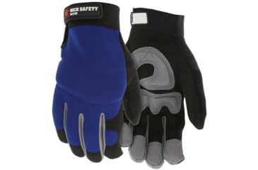 Image of MCR Safety Mechanics Gloves, Synthetic Leather Palm, Adjustable Hook and Loop Wrist Closure, Black and Gray, X - Large, 905XL