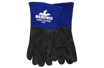 Image of MCR Safety Memphis Welding Leather Welding Work Gloves, Premium Grain Goatkin Leather, Mig/Tig Welder, 5in Cuff, Black and Blue, Medium, 4860M