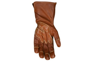 Image of MCR Safety Mustang Leather Drivers Utility Work Gloves, Grain Goat Double Palm, Unlined, Sewn with DuPont Kevlar, Extended Gauntlet Cuff and Wing Thumb, Brown, X - Large, MU3624GXL
