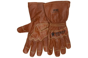 Image of MCR Safety Mustang Leather Drivers Utility Work Gloves, Grain Goat Double Palm, Unlined, Sewn with DuPont Kevlar, Extended Gauntlet Cuff and Wing Thumb, Brown, X - Large, MU3624GXL
