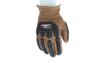 Image of MCR Safety Mustang Utility Leather Drivers Work Gloves, Grain Goat Double Palm, Lined and Sewn with DuPont Kevlar, ANSI Impact Level 1 Back of Hand Protection, Chocolate, Large, MU3634KL
