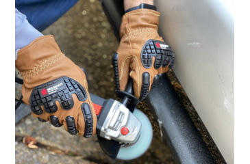 Image of MCR Safety Mustang Utility Leather Drivers Work Gloves, Grain Goat Double Palm, Lined and Sewn with DuPont Kevlar, ANSI Impact Level 1 Back of Hand Protection, Chocolate, Large, MU3634KL