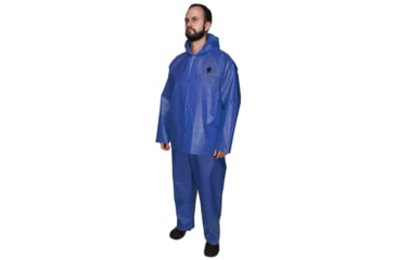 Image of MCR Safety Navigator Series Waterproof Rain Jacket, .25mm TPU/Nylon, Attached Hood, Blue, L, 563JHL