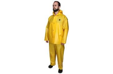 Image of MCR Safety Navigator Series Waterproof Rain Jacket, .25mm TPU/Nylon, Attached Hood, Yellow, 2X, 560JHX2
