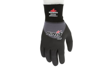 Image of MCR Safety Ninja BNF Work Gloves, 15 Gauge Nylon/Spandex Shell, NFT Coated Over the Knuckle, Black/Gray, Large, N96793L