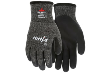 Image of MCR Safety Ninja Ice Insulated Cut Resistant Work Gloves, 15 Gauge Nylon with Acrylic Terry Interior, Black, Medium, N9691M
