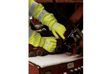 Image of MCR Safety Ninja Ice Insulated Work Gloves, Hi-Vis 15 Gauge Lime Nylon with Acrylic Terry Interior, Over The Knuckle Coated with HPT, Hi-Vis Lime, Medium, N9690HVM