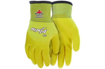 Image of MCR Safety Ninja Ice Insulated Work Gloves, Hi-Vis 15 Gauge Lime Nylon with Acrylic Terry Interior, Over The Knuckle Coated with HPT, Hi-Vis Lime, Medium, N9690HVM