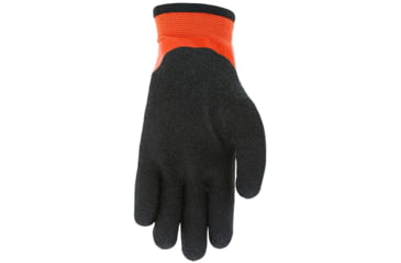 Image of MCR Safety Ninja Work Gloves, 15 Gauge Nylon Shell, 7 Gauge Acrylic Terry Interior, Rough Over the Knuckle Outer Dip, Black/Orange, Large, N9695L