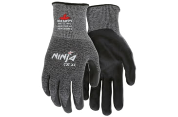 Image of MCR Safety Ninja X4 Work Gloves, 13 Gauge HyperMax Shell, Bi-Polymer Coated Palm and Fingertips, Black/Salt and Pepper, X - Large, N92723BPXL