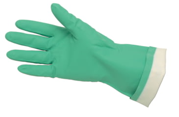 Image of MCR Safety Nitri-Chem Flock Lined Nitrile Gloves, Economy Grade, 13in Length, 15 mil Thickness, Green, Small, 5317E