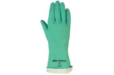 Image of MCR Safety Nitri-Chem Flock Lined Nitrile Gloves, Industrial Grade, 13in Length, 18 mil Thickness, Green, XX - Large, 5331S