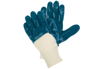 Image of MCR Safety Nitrile Coated Work Gloves, Palm and Over the Knuckle Coating, Knit Wrist and Soft Jersey Lining, Treated with ActiFresh, Blue/Natural, Large, 97950L