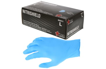 Image of MCR Safety NitriShield Disposable Nitrile Gloves, Powder Free Industrial Food Service Grade, 9in Length, 3 mil in Thickness, Blue, Large, 60011L