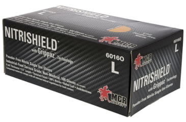 Image of MCR Safety NitriShield with Grippaz Technology Disposable Nitrile Gloves, Powder Free Industrial Food Service Grade, 9.5in Length, 6 mil Thickness, Orange, XX - Large, 6016OXXL