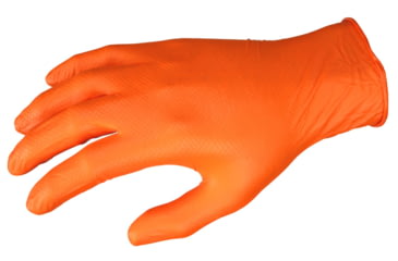 Image of MCR Safety NitriShield with Grippaz Technology Disposable Nitrile Gloves, Powder Free Industrial Food Service Grade, 9.5in Length, 6 mil Thickness, Orange, XX - Large, 6016OXXL