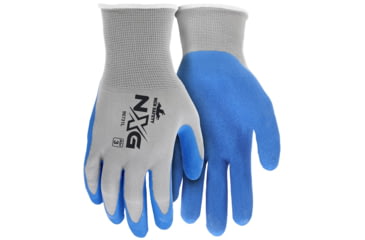 Image of MCR Safety NXG Work Gloves, 13 Gauge Nylon Shell, Foam Latex Palm and Fingertips, Blue/Gray, X - Large, 96731XL