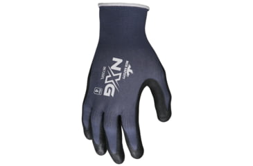 Image of MCR Safety NXG Work Gloves, 13 Gauge Nylon Shell, Sandy Nitrile Foam Coated Palm and Fingertips, Black/Blue, Medium, 9673SFM