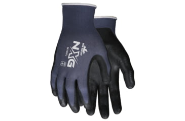 Image of MCR Safety NXG Work Gloves, 13 Gauge Nylon Shell, Sandy Nitrile Foam Coated Palm and Fingertips, Black/Blue, Medium, 9673SFM