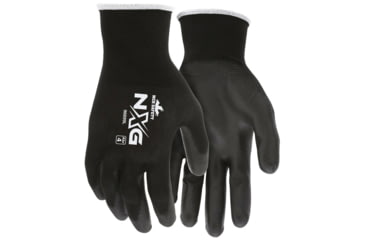 Image of MCR Safety NXG Work Gloves, 13 Gauge Polyester Shell, PU Palm and Fingertips, Black, Small, 96699S