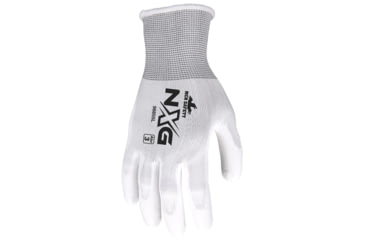 Image of MCR Safety NXG Work Gloves, 13 Gauge Polyester Shell, PU Palm and Fingertips, White, Medium, 96655M
