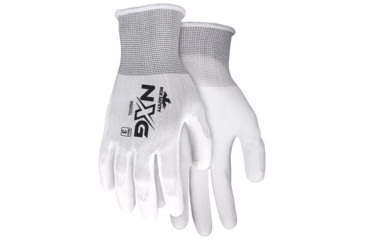 Image of MCR Safety NXG Work Gloves, 13 Gauge Polyester Shell, PU Palm and Fingertips, White, Medium, 96655M
