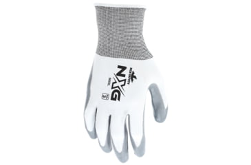Image of MCR Safety NXG Work Gloves, 15 Gauge Nylon Shell, Nitrile Coated Palm and Fingertips, Gray/White, X - Large, 9683XL