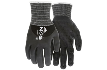 Image of MCR Safety NXG Work Gloves, 15 Gauge Nylon Spandex Shell, Bi-Polymer Coated Palm, Fingers, and Over Knuckles, Nitrile Dotted Palm, Black, X - Large, MG9694XL