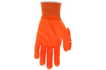 Image of MCR Safety Predator Mechanics Hi-Vis Impact Resistant Work Gloves, Tire Tread TPR on Back, Fingers, and Thumb, Breathable Nitrile Palm adds Wet and Dry Grip, Orange, Large, PD3950L