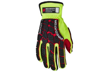 Image of MCR Safety Predator Mechanics Work Gloves, Textured PVC Coated Palm, Tire Tread Pattern TPR Back of Hand Protection, Slip on Wrist with ID Pad, Red/Green, Small, PD2906S