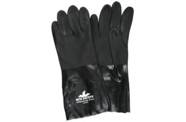 Image of MCR Safety Premium PVC Coated Work Gloves, Double Dipped with Sandy PVC, Soft Interlock Lining, 14in Length, Black, Large, 6300S