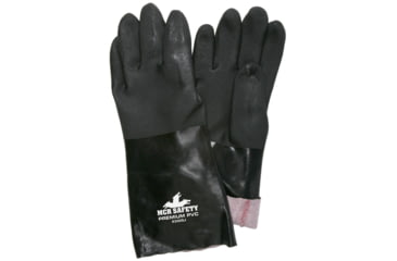 Image of MCR Safety Premium PVC Coated Work Gloves, Double Dipped with Sandy PVC, Soft Jersey Lining, 14in Length, Black/White, Large, 6300SJ