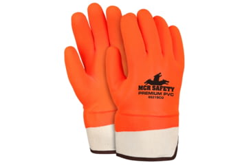 Image of MCR Safety PVC Coated Insulated Work Gloves, Double Dipped Hi-Vis Orange, Sandy Finish and Foam Lined, Protective Safety Cuff, Orange, Large, 6521SCO