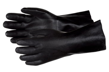 Image of MCR Safety PVC Coated Work Gloves, Double Dipped with Sandy PVC, Soft Jersey Lining, 12in Length, Black, Large, 6522SJ