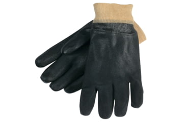 Image of MCR Safety PVC Coated Work Gloves, Double Dipped with Sandy PVC, Soft Jersey Lining, Comfortable Knit Wrist, Black, Large, 6520SJ
