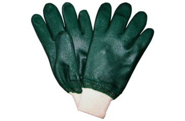 Image of MCR Safety PVC Coated Work Gloves, Double Dipped with Sandy PVC, Soft Jersey Lining, Comfortable Knit Wrist, Hunter Green, Large, 6420