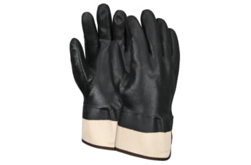 Image of MCR Safety PVC Coated Work Gloves, Double Dipped with Sandy PVC, Soft Jersey Lining, Safety Cuff, Black, Large, 6521SC