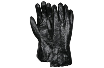 Image of MCR Safety PVC Coated Work Gloves, Single Dipped with Rough PVC, Soft Interlock Lining, 12in Length, Black, Large, 6212R