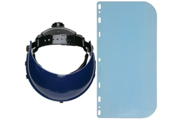 Image of MCR Safety Ratchet Headgear and Polycarbonate Face Shield, Lightweight Nylon, Blue, One Size, 103560